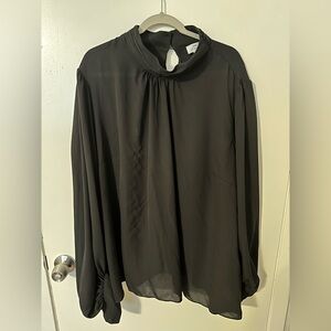 Jibri x The Drop Plus Size Black Sheer Women's Blouse